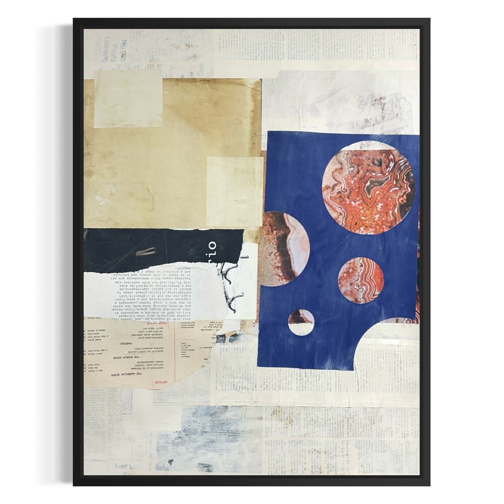 Original Mixed Media Modern Art Collage Painting 18x24 "Ecbatic" Signed
